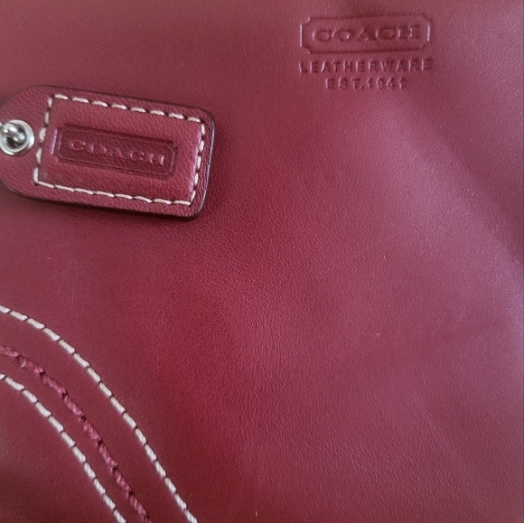 Coach Burgundy Leather Wristlet - Picture 4 of 5